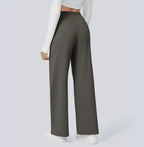 Women's high-waisted wide-leg trousers shown in multiple colours
