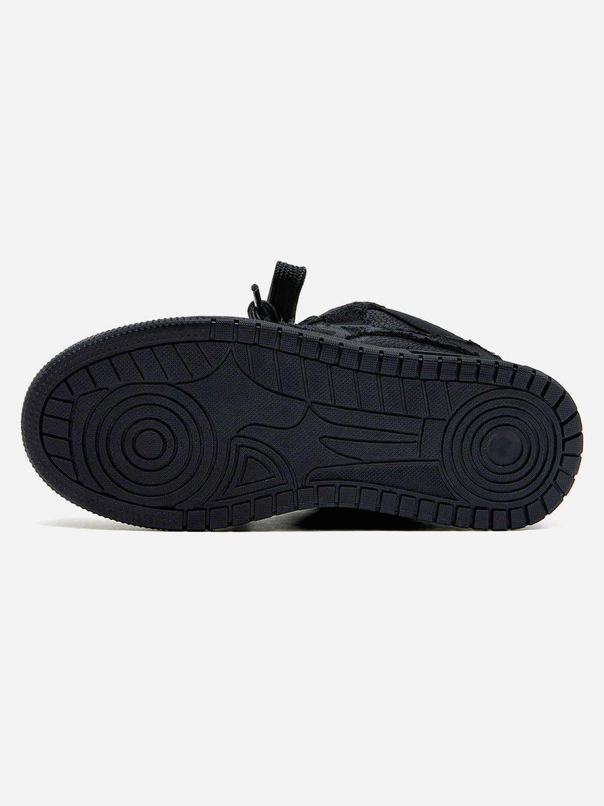 Black high-top skate trainers with textured panels and lace-up fastening