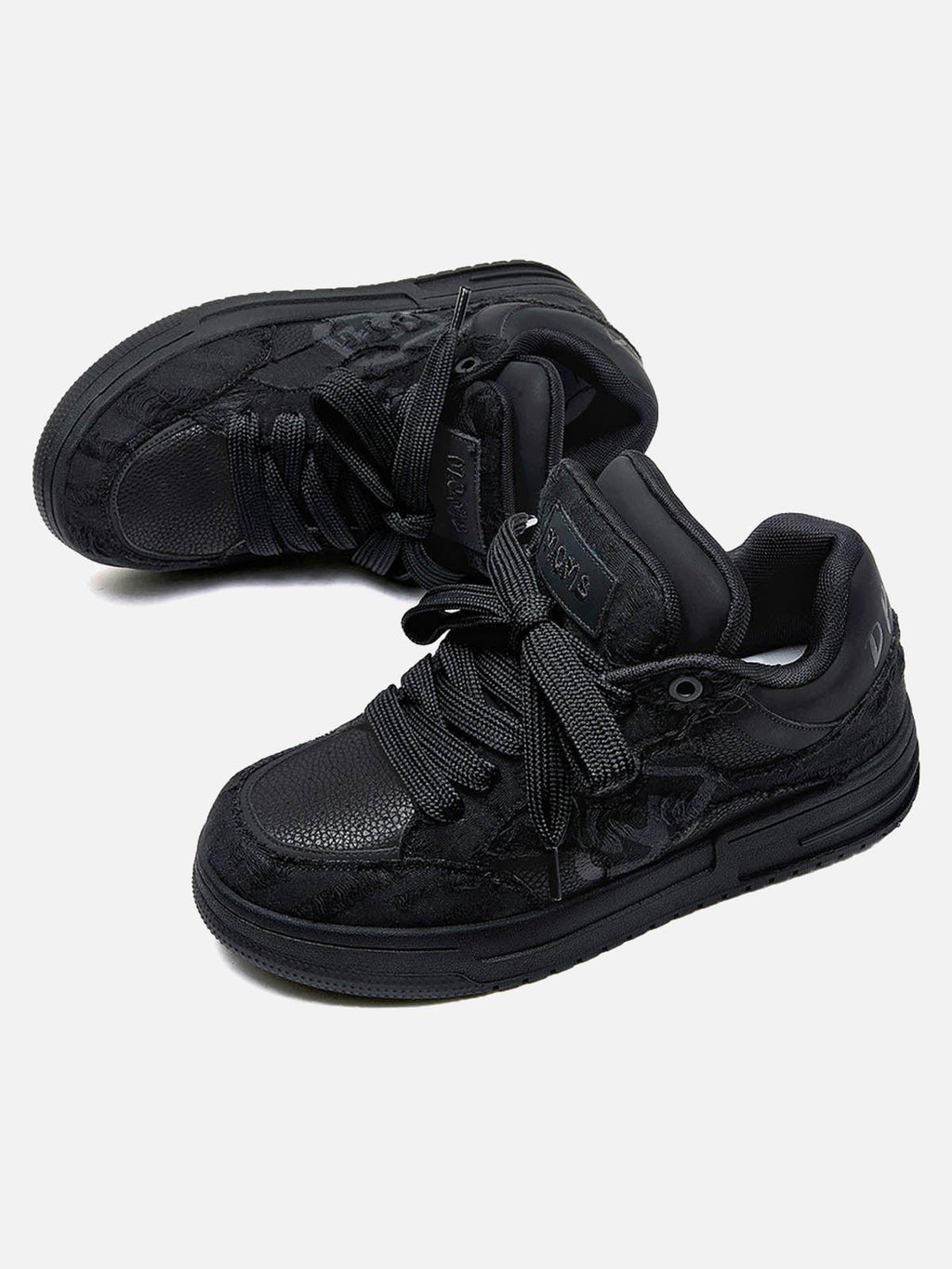 Black high-top skate trainers with textured panels and lace-up fastening