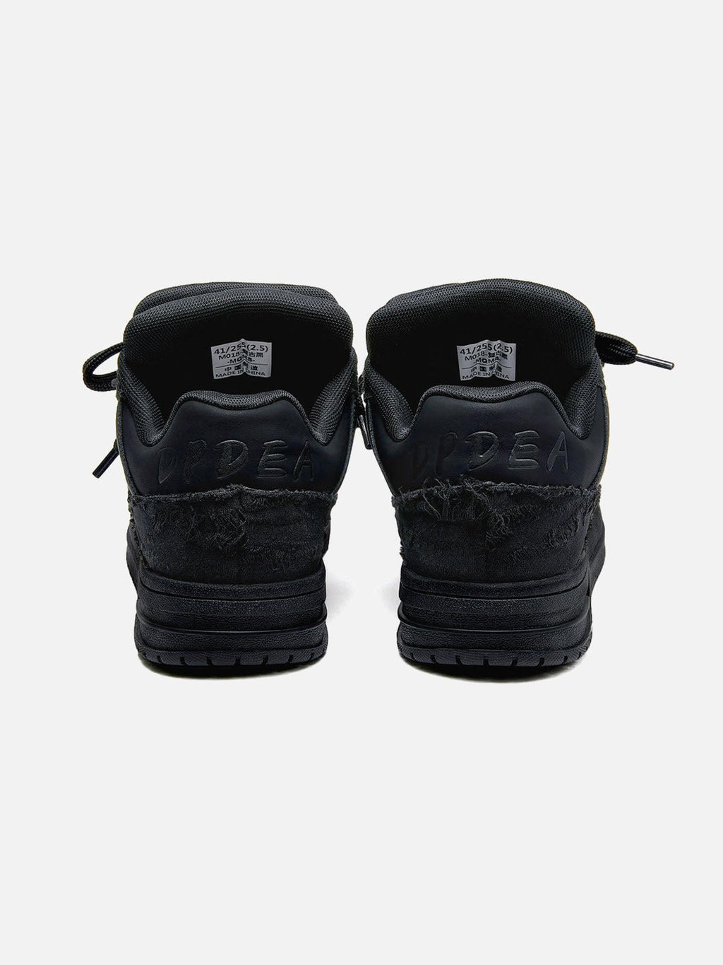 Black high-top skate trainers with textured panels and lace-up fastening