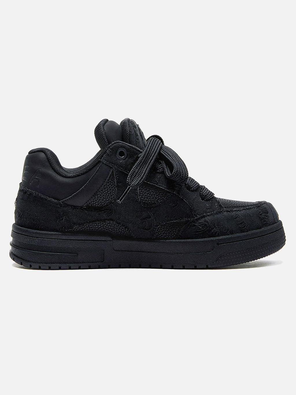 Black high-top skate trainers with textured panels and lace-up fastening