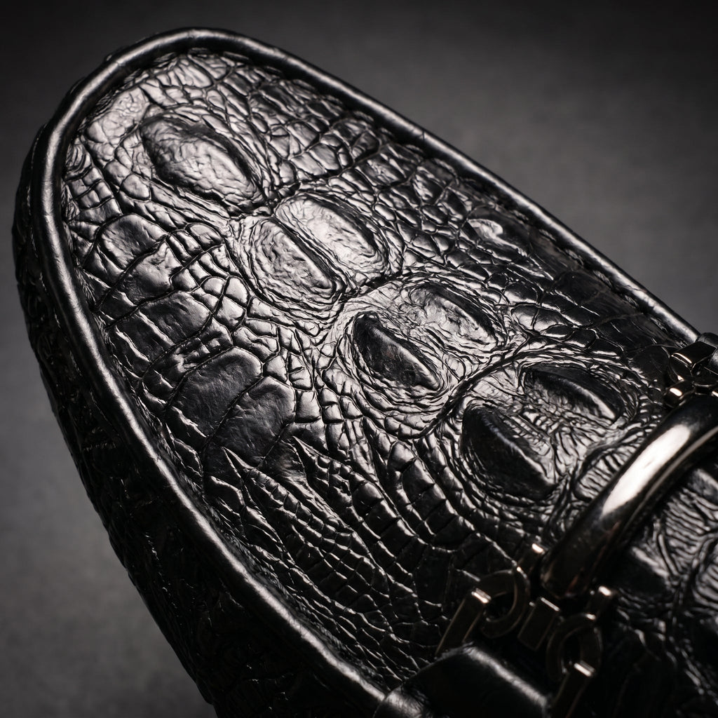 Men's croc-embossed slip-on loafers with horsebit detail