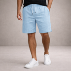 Men's vertical striped shorts with drawstring waist