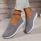Women's knitted slip-on walking trainer with white flat sole