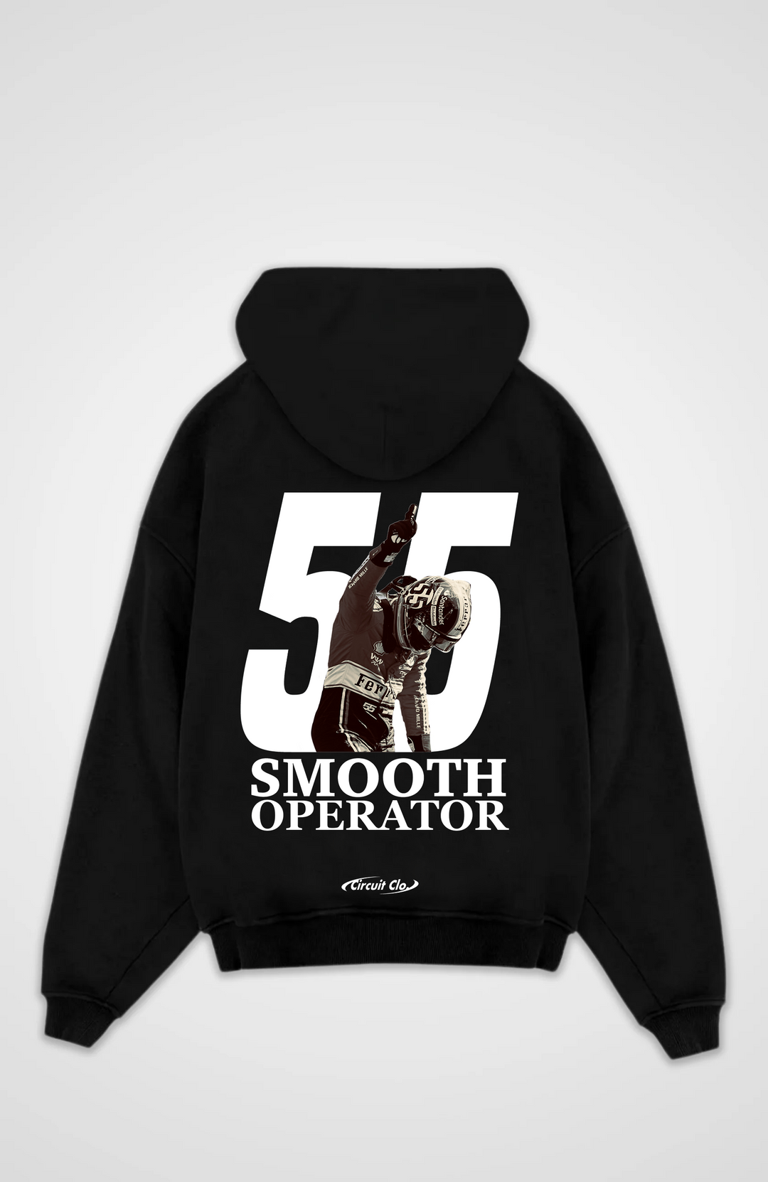 Oversized hoodie with hood and large Smooth Operator back graphic