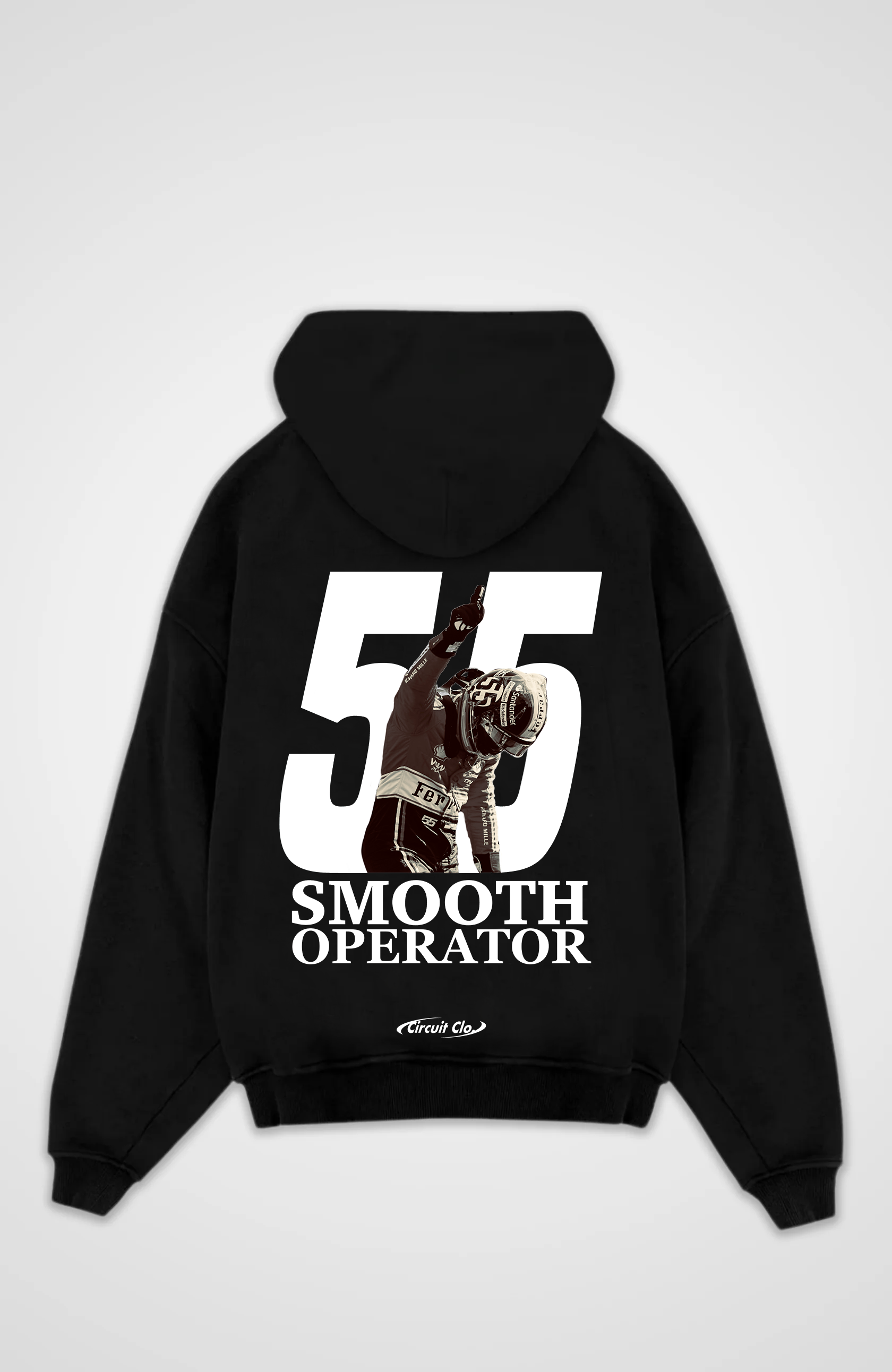 Oversized hoodie with hood and large Smooth Operator back graphic