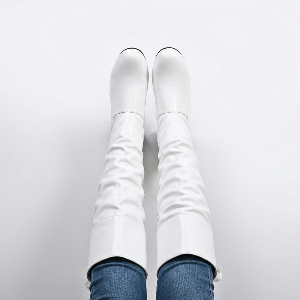 Women's slouchy knee-high boots with round toes and low block heels