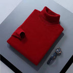 Men's long-sleeve turtleneck sweater with ribbed trims