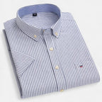 Men's short sleeve gingham shirt with button-down collar