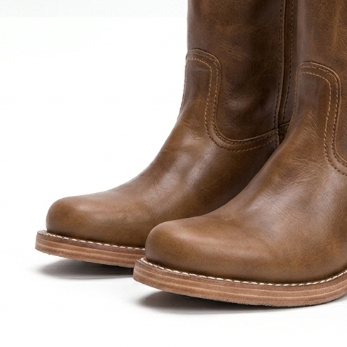 Women's mid-calf pull-on boots with rounded toes and low block heels