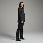 Women's knee-high platform boots with decorative buckle detail