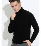 Men's long-sleeve turtleneck sweater with ribbed trims