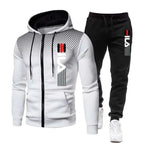 Men's hooded training suit with graphic zip hoodie and tapered jogger trousers