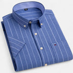 Men's short sleeve gingham shirt with button-down collar