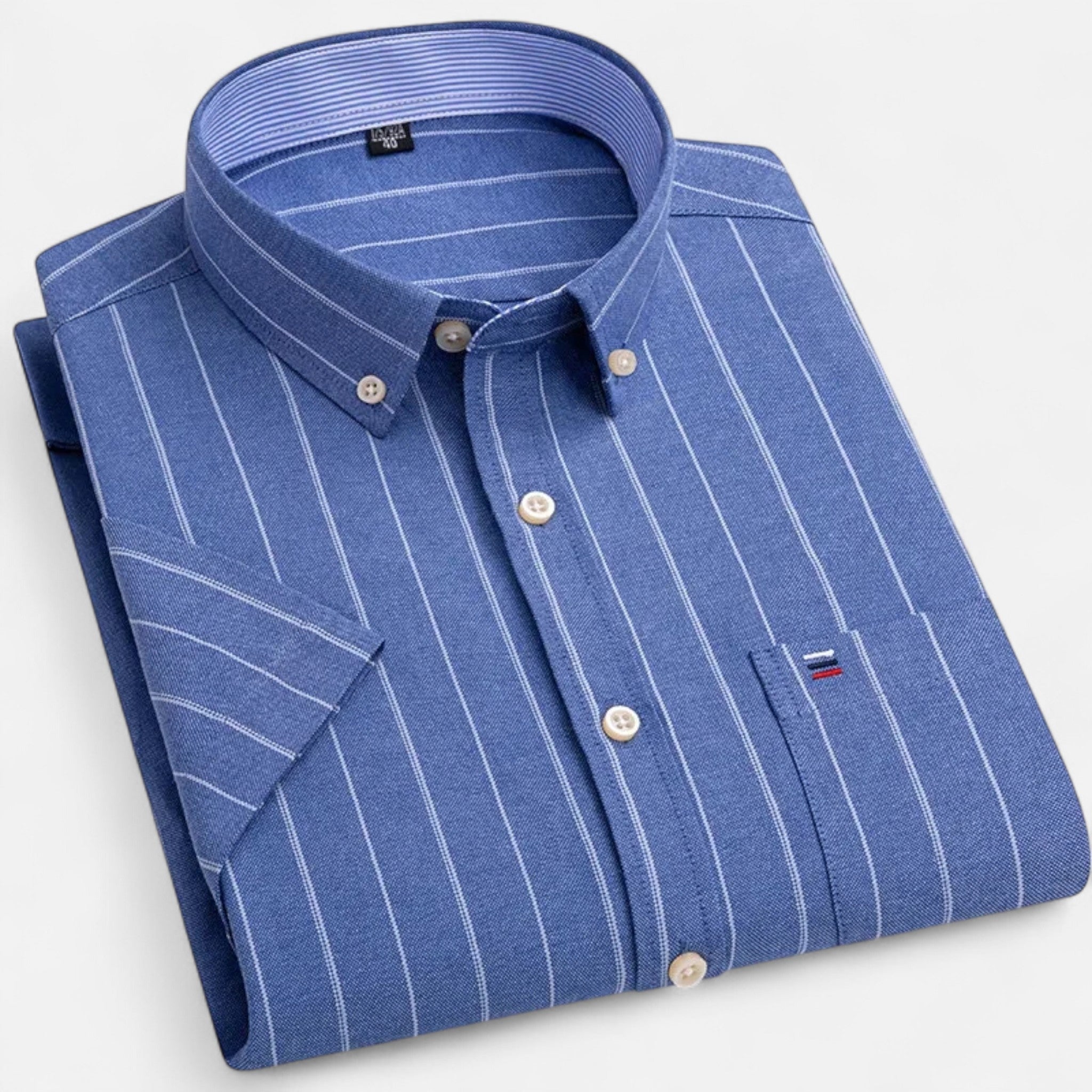 Men's short sleeve gingham shirt with button-down collar