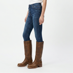 Women's mid-calf pull-on boots with rounded toes and low block heels