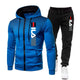 Men's hooded training suit with graphic zip hoodie and tapered jogger trousers