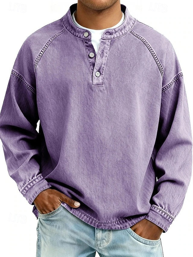 Men's Vintage Washed Henley Shirt