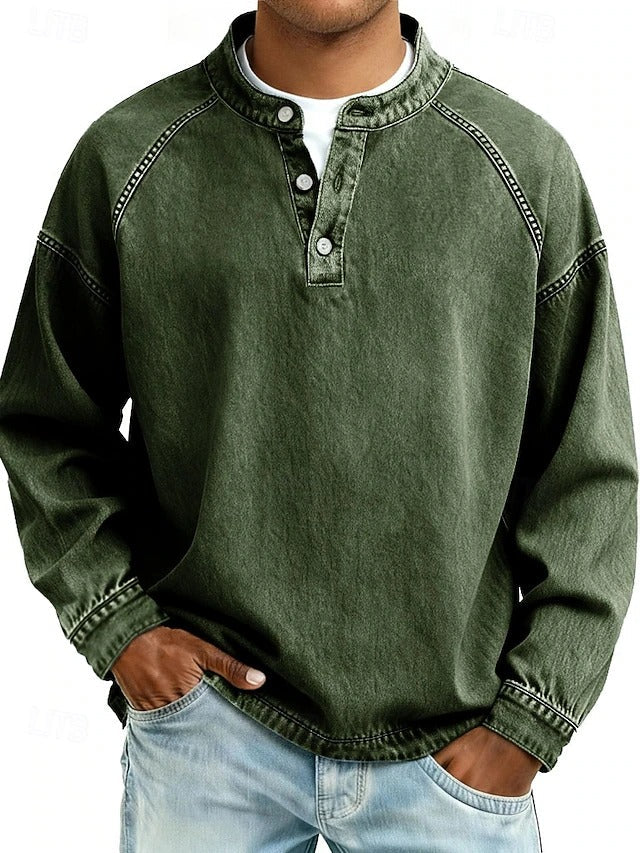 Men's Vintage Washed Henley Shirt