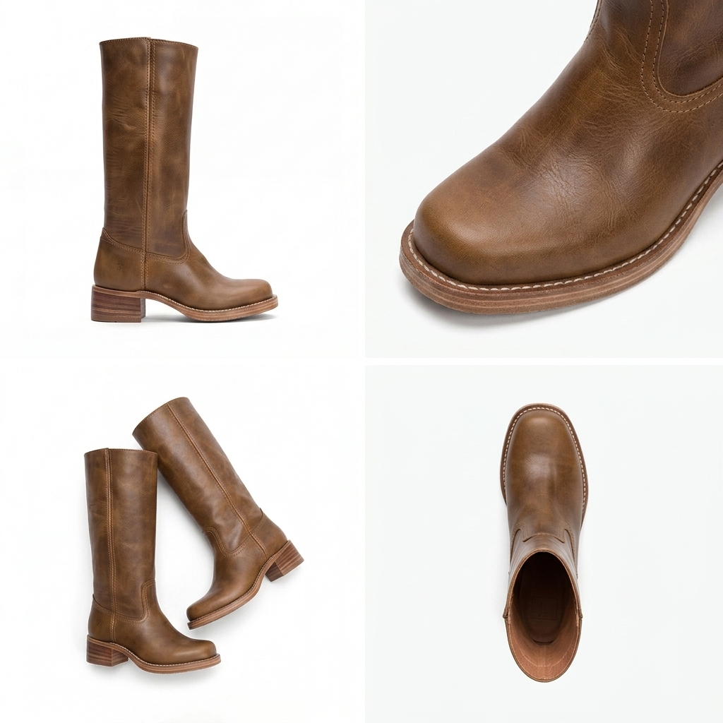 Women's mid-calf pull-on boots with rounded toes and low block heels