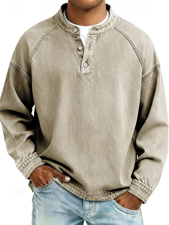 Men's Vintage Washed Henley Shirt