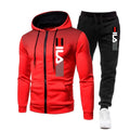 Men's hooded training suit with graphic zip hoodie and tapered jogger trousers