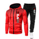 Men's hooded training suit with graphic zip hoodie and tapered jogger trousers