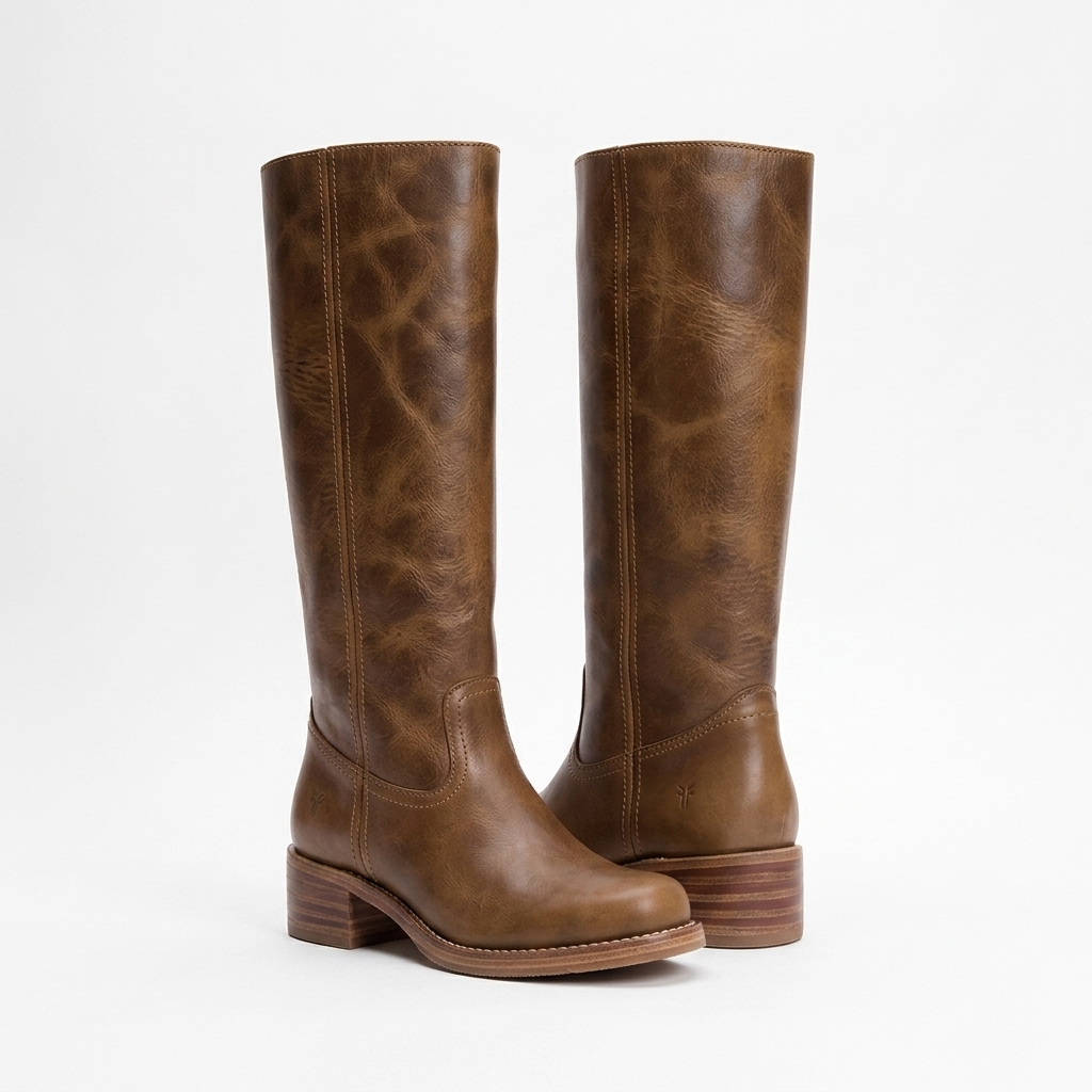 Women's mid-calf pull-on boots with rounded toes and low block heels