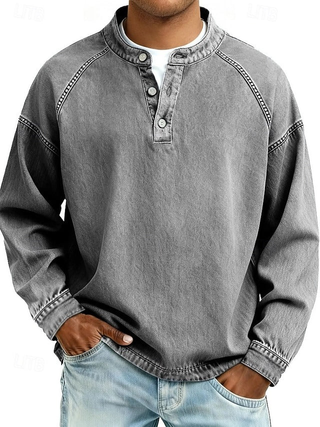 Men's Vintage Washed Henley Shirt