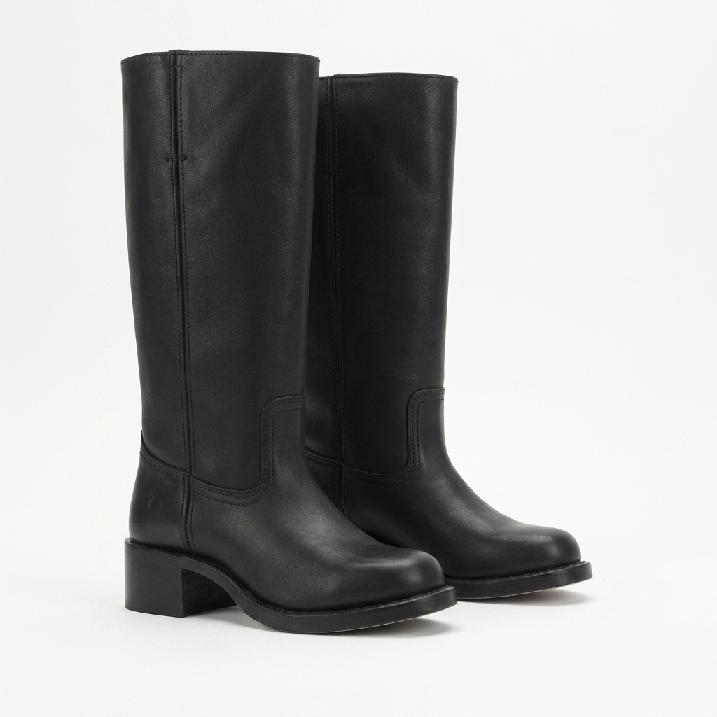 Women's mid-calf pull-on boots with rounded toes and low block heels