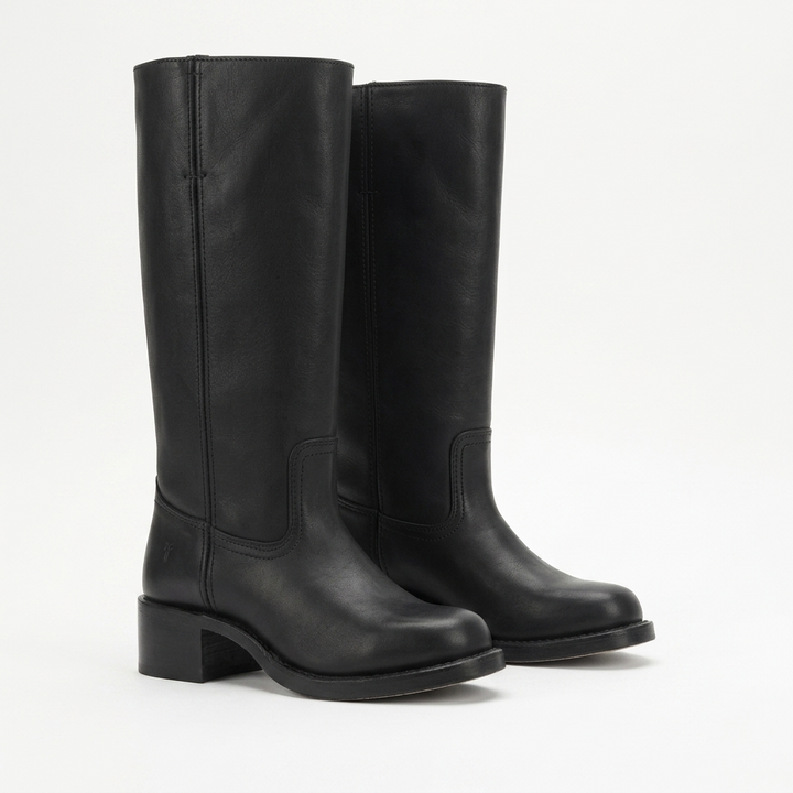 Women's mid-calf pull-on boots with rounded toes and low block heels