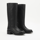 Women's mid-calf pull-on boots with rounded toes and low block heels