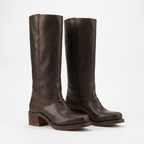 Women's mid-calf pull-on boots with rounded toes and low block heels