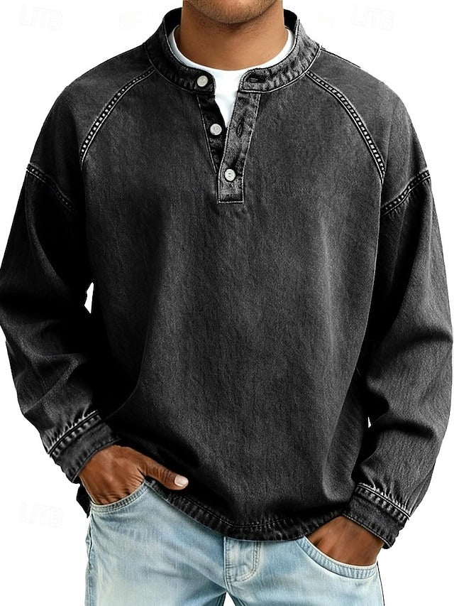 Men's Vintage Washed Henley Shirt