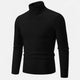 Men's cable knit turtleneck sweater with long sleeves and ribbed trims