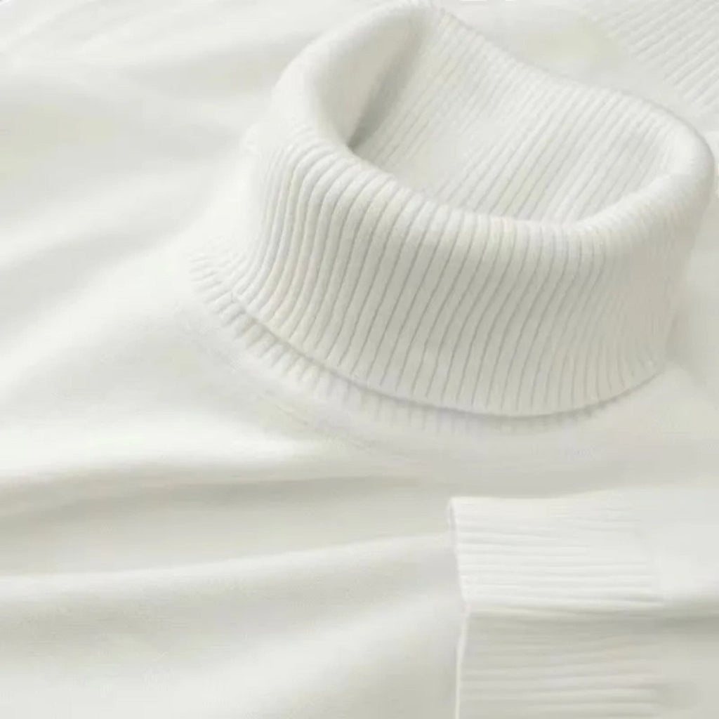 Men's ribbed roll neck jumper with long sleeves and ribbed cuffs