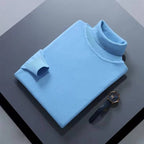 Men's long-sleeve turtleneck sweater with ribbed trims