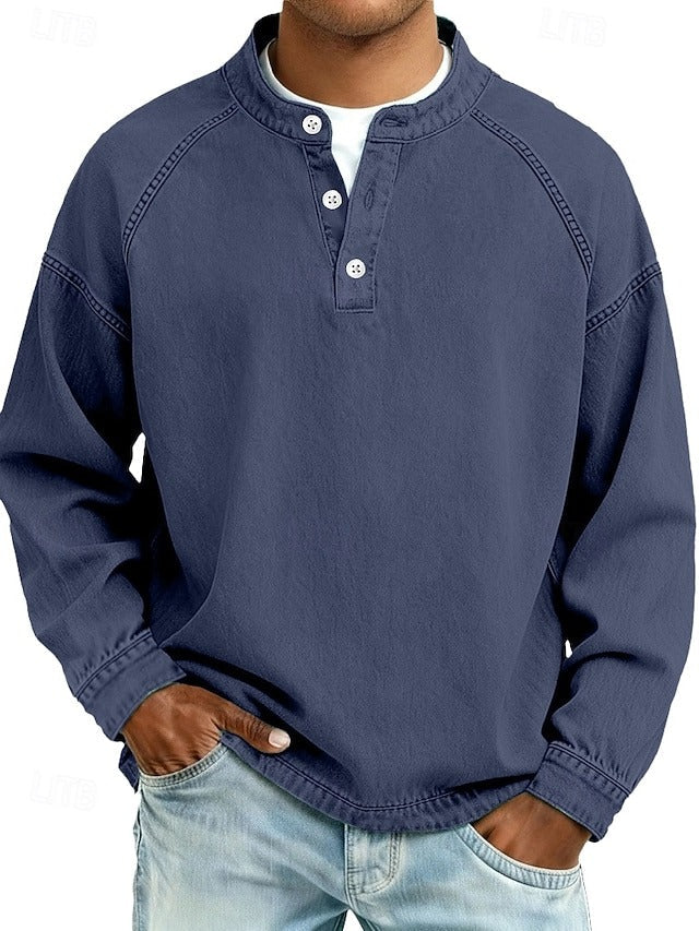 Men's Vintage Washed Henley Shirt
