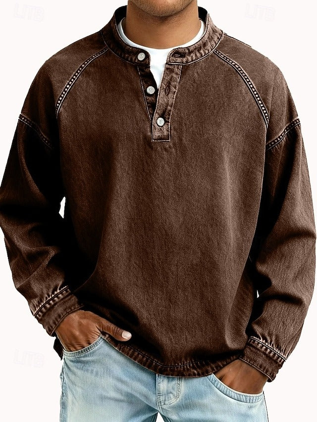Men's Vintage Washed Henley Shirt