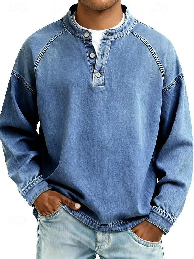Men's Vintage Washed Henley Shirt