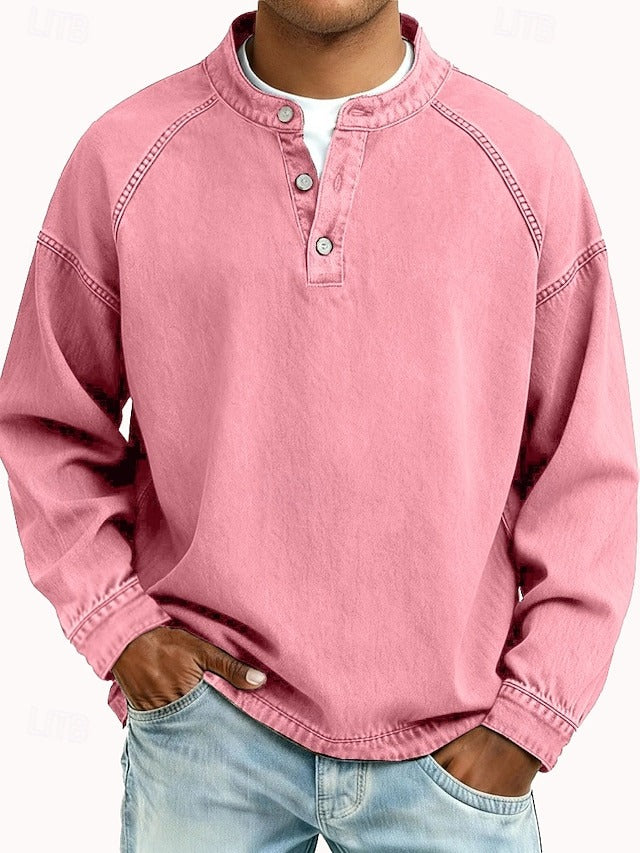 Men's Vintage Washed Henley Shirt