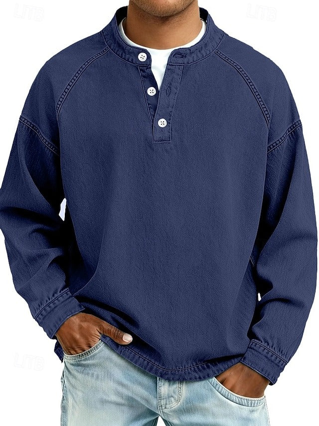 Men's Vintage Washed Henley Shirt