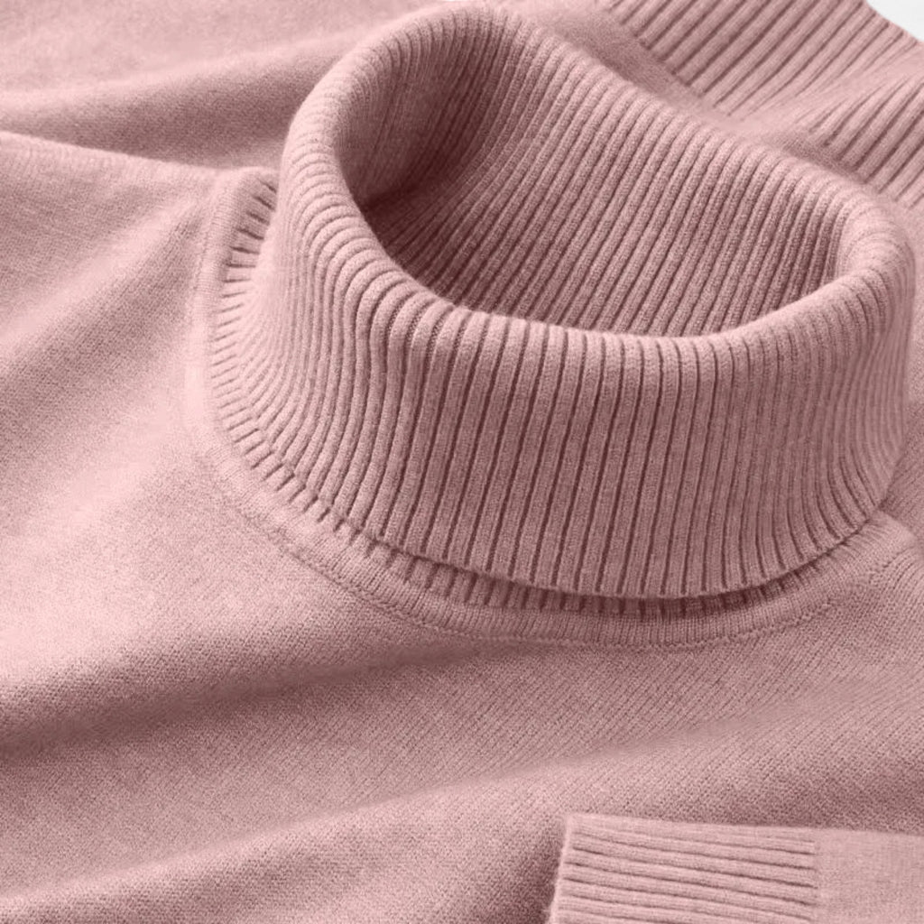 Men's ribbed roll neck jumper with long sleeves and ribbed cuffs