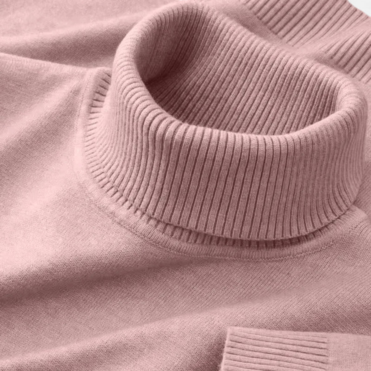 Men's ribbed roll neck jumper with long sleeves and ribbed cuffs