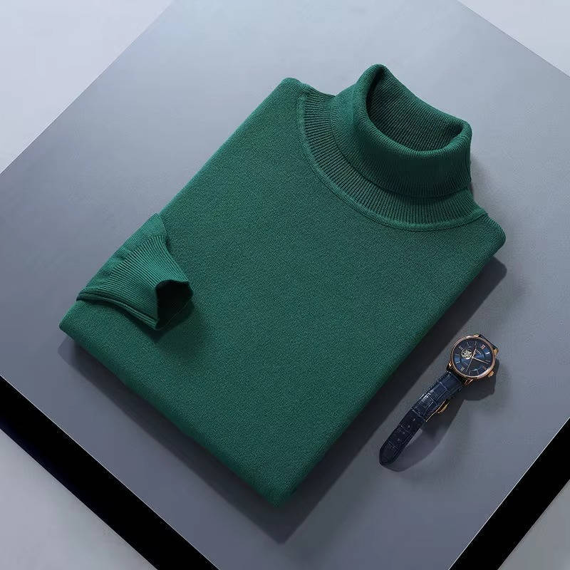 Men's long-sleeve turtleneck sweater with ribbed trims