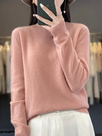 Women's plain crew neck jumper with long sleeves and ribbed trims