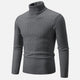 Men's cable knit turtleneck sweater with long sleeves and ribbed trims