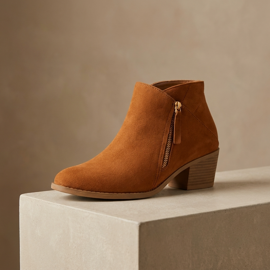Women's ankle boot with side zip and block heel