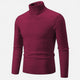 Men's cable knit turtleneck sweater with long sleeves and ribbed trims