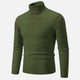 Men's cable knit turtleneck sweater with long sleeves and ribbed trims